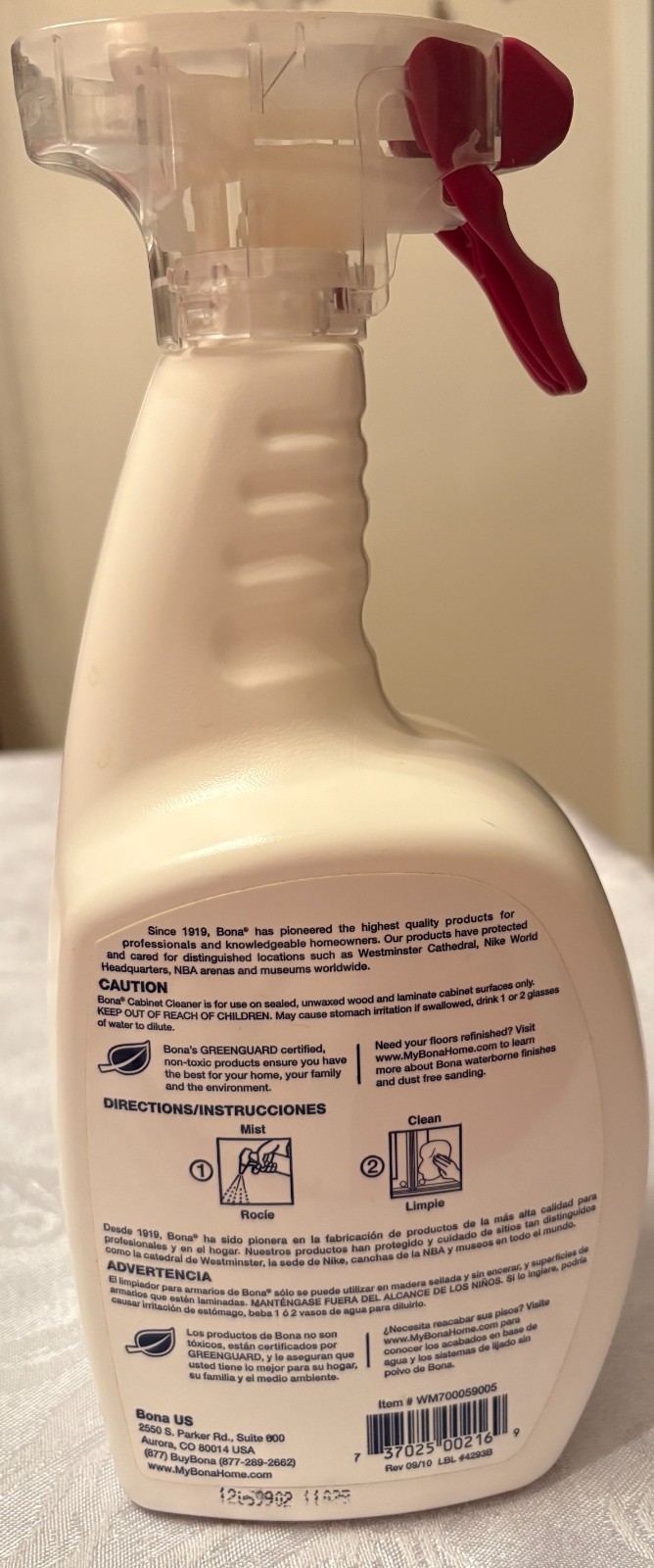 Bona Cabinet Cleaner Spray Bottle – Value Size 36oz – Discontinued – Free Ship