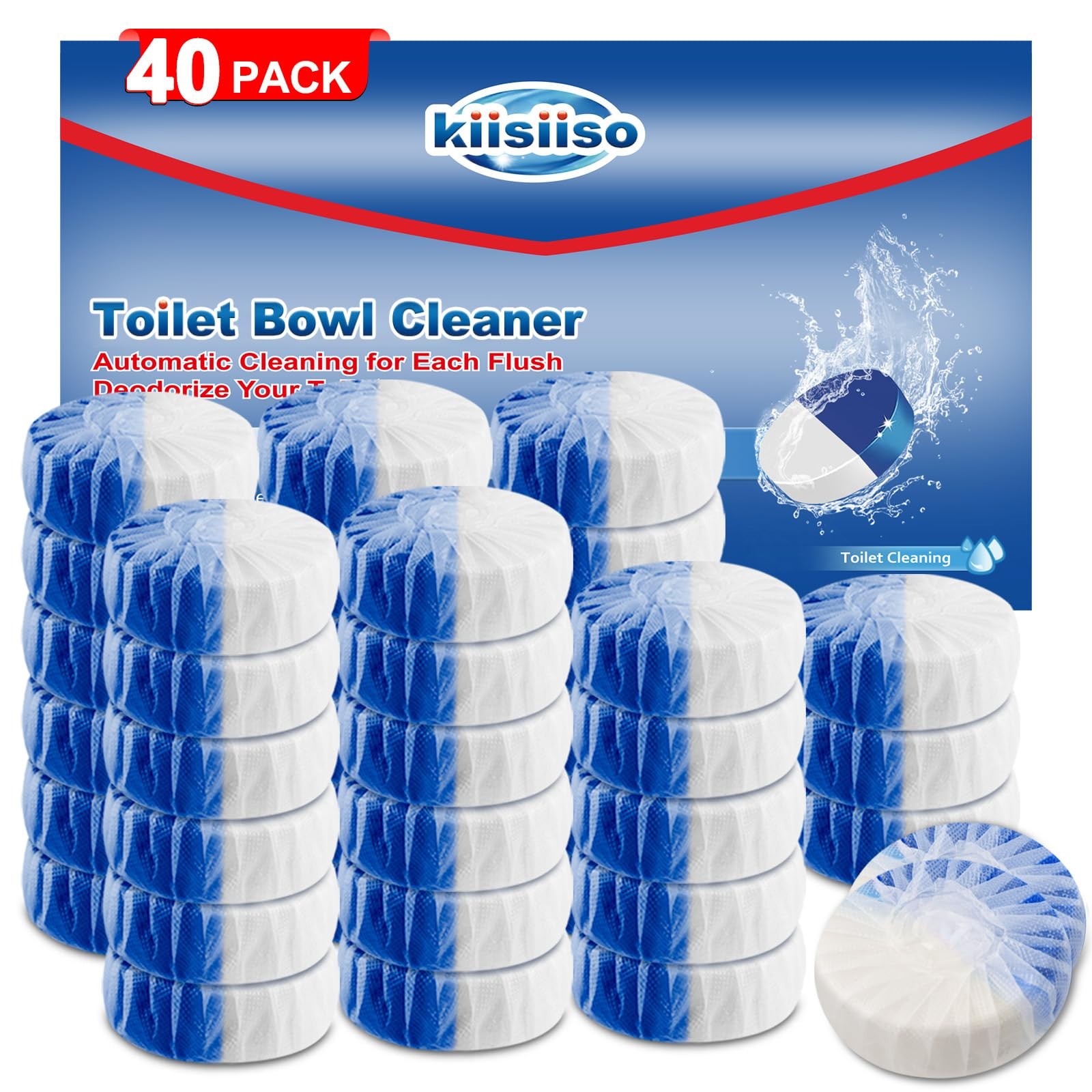 KIISIISO Toilet Bowl Cleaners 40 PACK, LongLasting Toilet Bowl Cleaner Tablet…