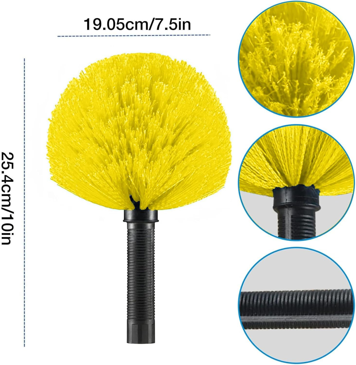 Cobweb Duster Brush Head, Spider Web Cleaning Tool, Indoor & Outdoor Use, Fits 3