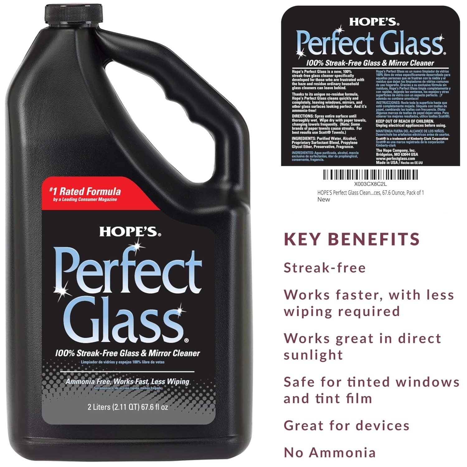 Tinted Glass & Mirror Cleaner Spray, Ammonia-Free (6-Pack)