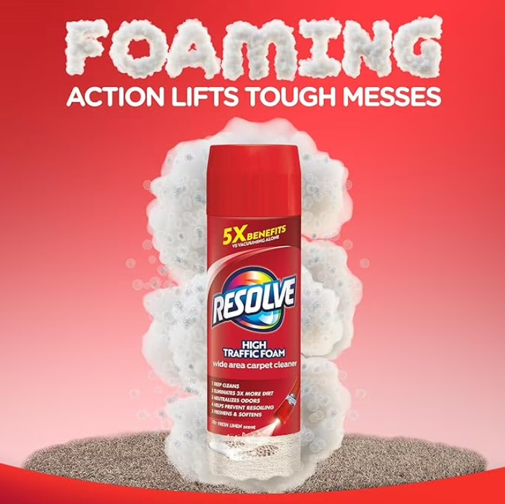 Resolve High Traffic Carpet Cleaner Foam 22 oz Stain & Odor Remover New