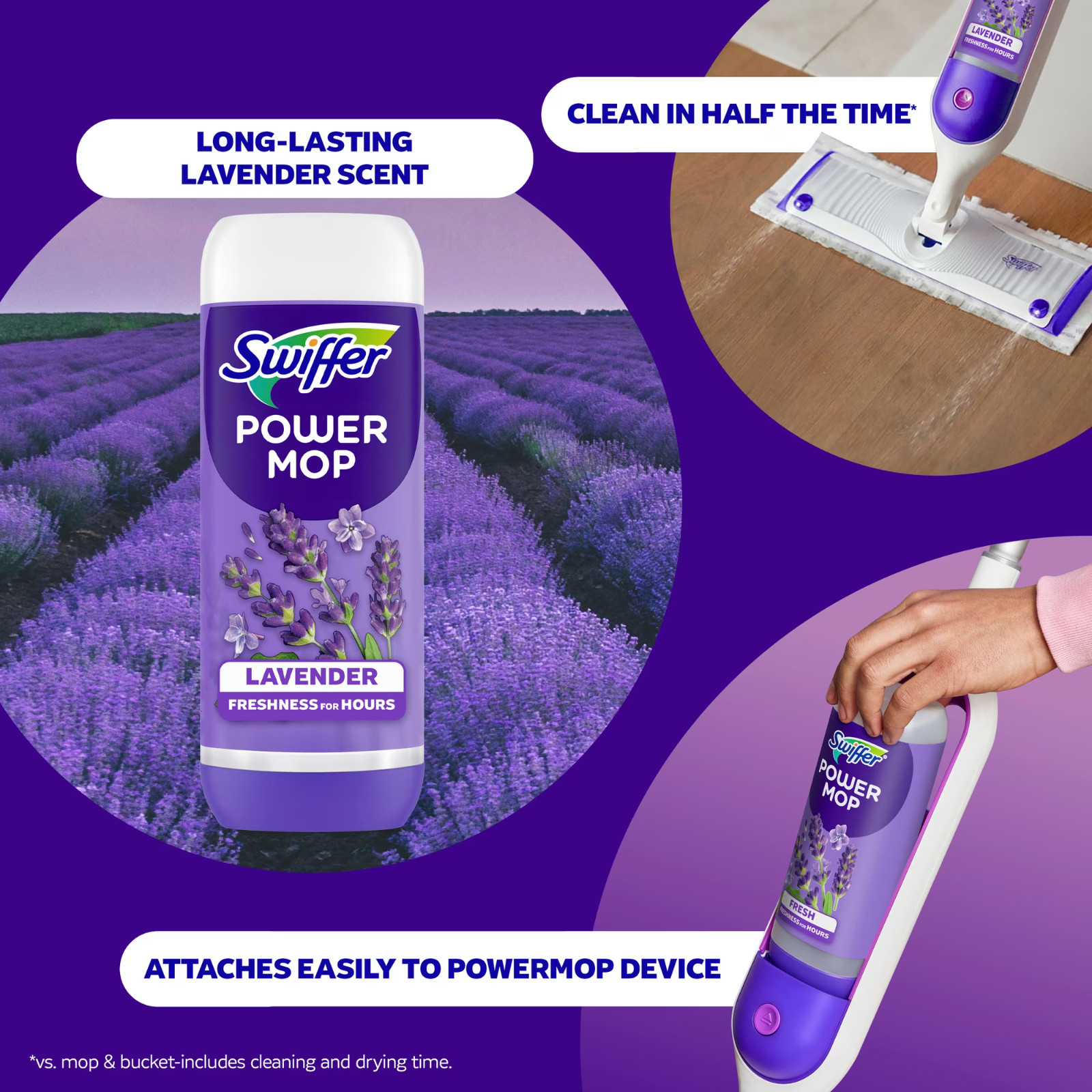 Swiffer Power Mop Refill Solution, Fresh Scent Floor Cleaner, 25.3 oz (2 Pack)