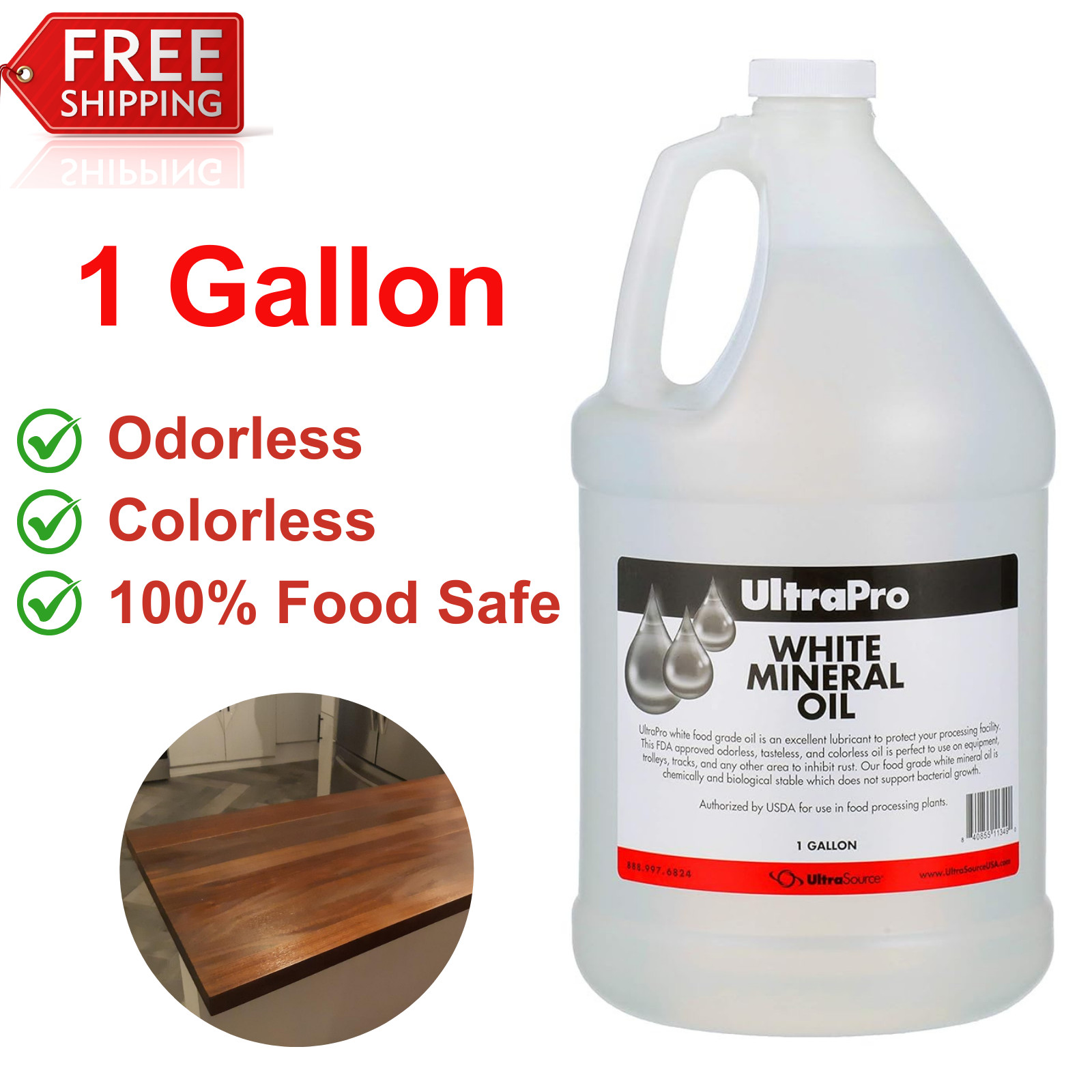 Food Grade Mineral Oil 1 Gallon – Protects Cutting Boards, Butcher Blocks & More