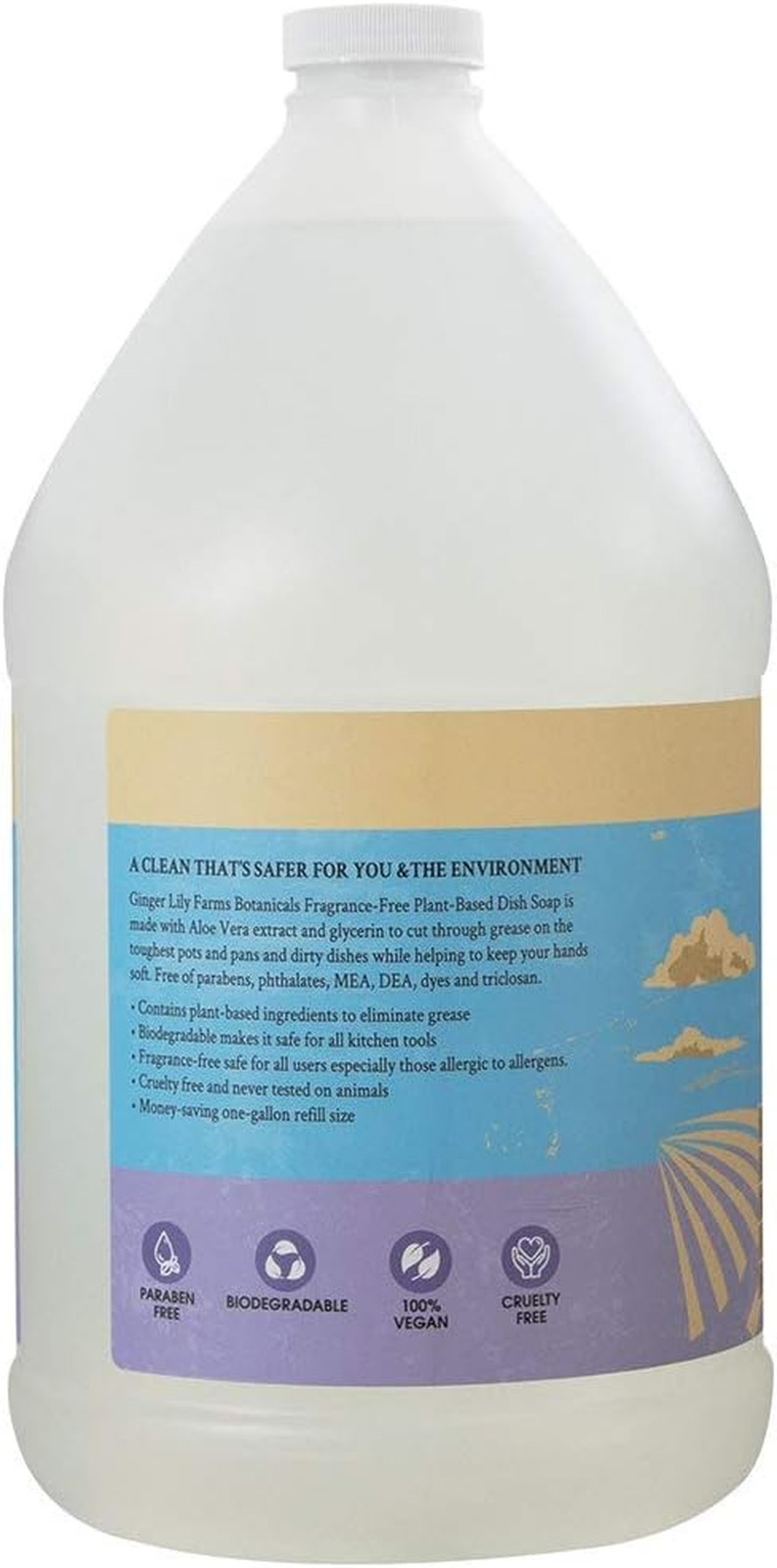 Ginger Lily Farms Botanicals Plant-Based Liquid Dish Soap, Concentrated Formula