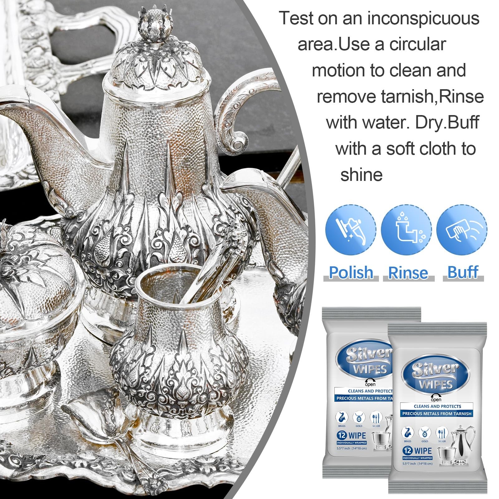 6 Pack/ 72 Pcs Silver Cleaner Wipes Silver Polish Jewelry Cleaner Cleaning Je…