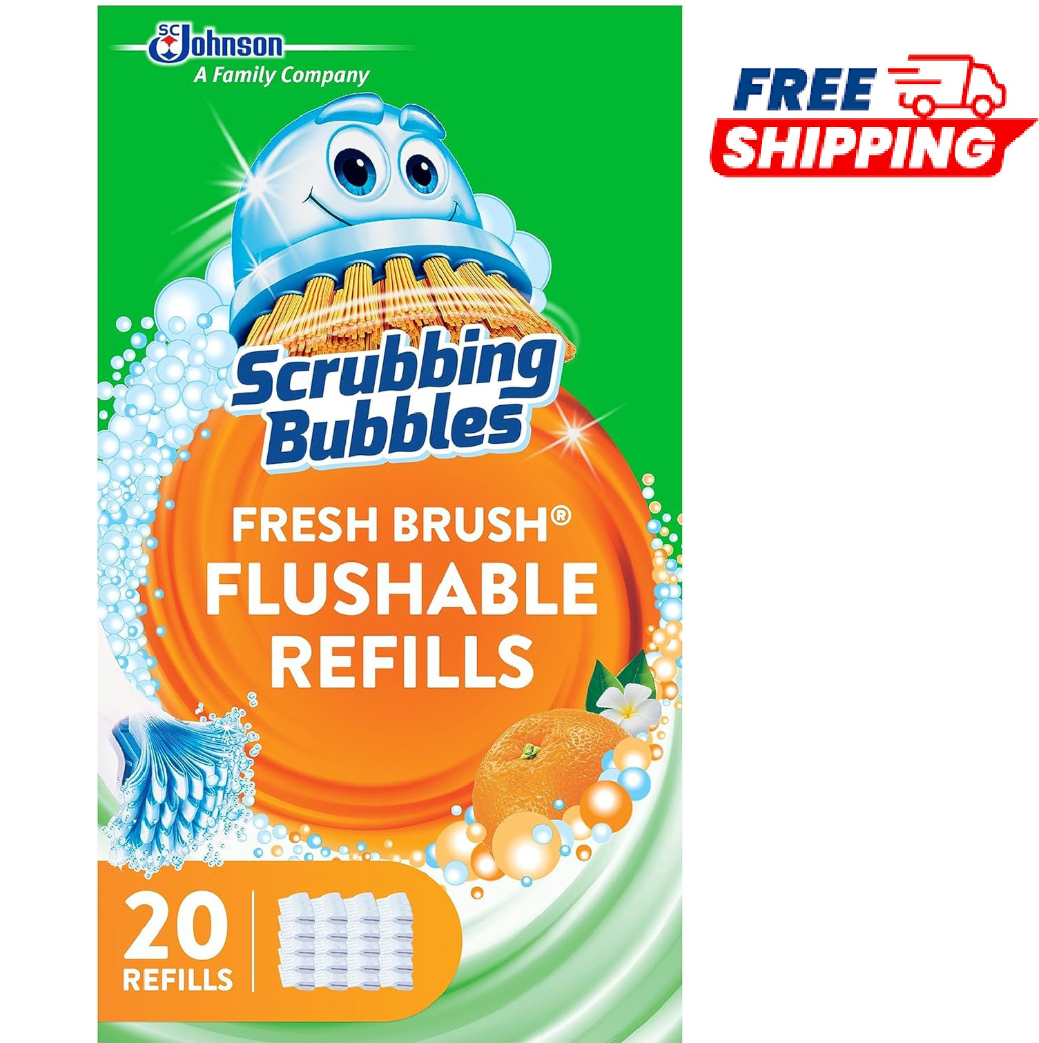 Scrubbing Bubbles Flushable Toilet Bowl Wand Cleaner Refills, Fresh Brush Cleane