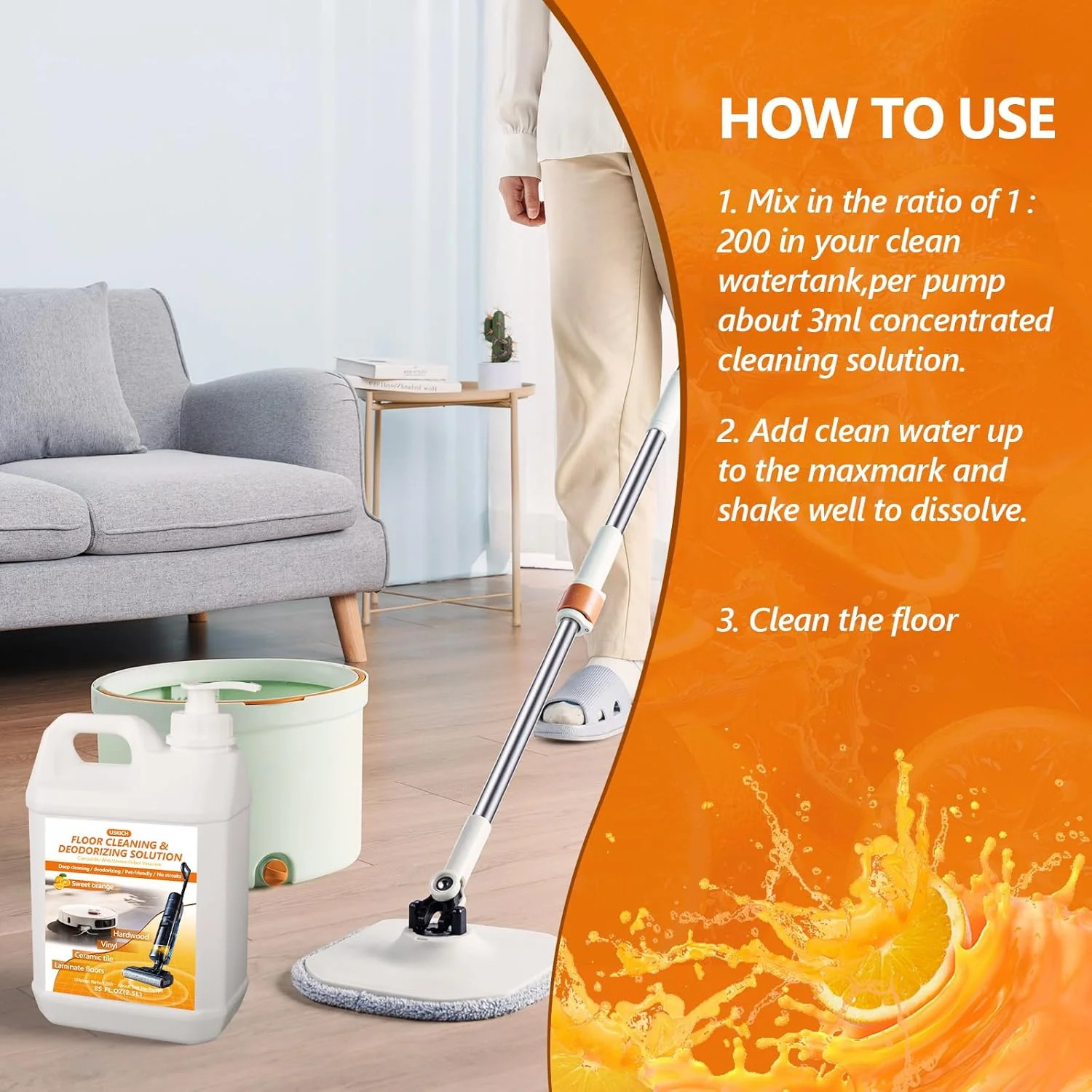 Floor Cleaning Solution- 85 FL OZ-Floor Cleaner for Mopping with Tineco,Deep Cle