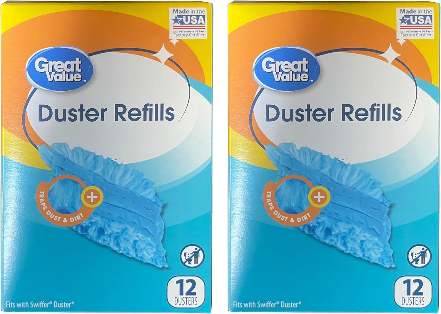 Great Value Duster Refills 12 Count 2 Pack 24 Count Total Dirt Dust & Hair