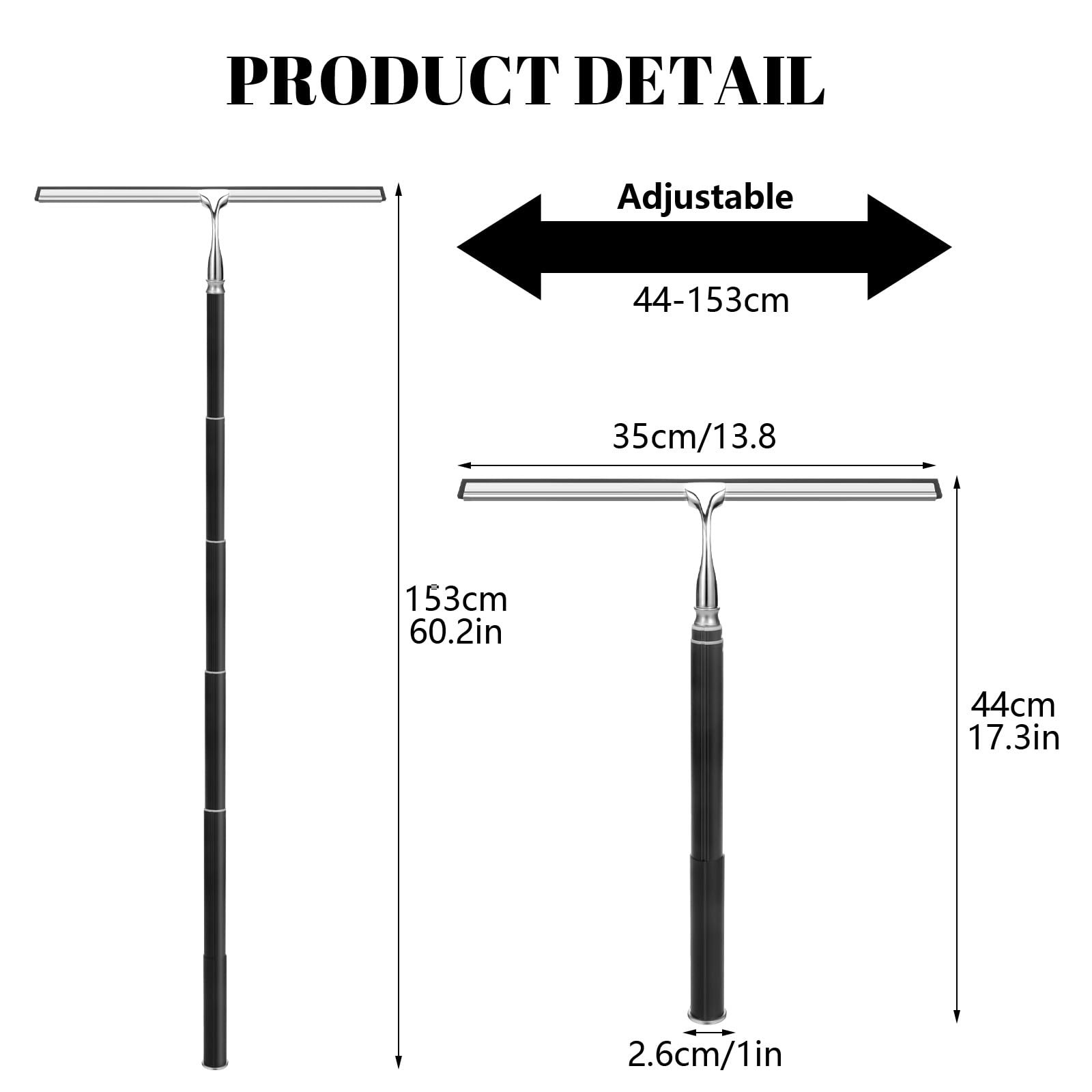 Shower Squeegee with Long Handle,Window Squeegee with Extension Pole Squeegee…