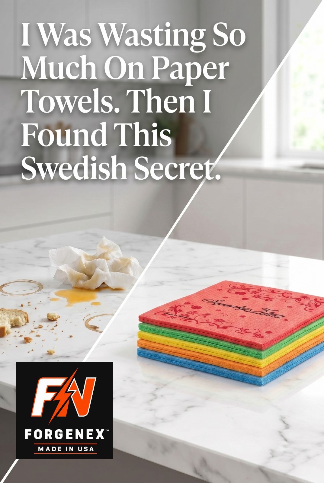 ForgeNex Swedish Dishcloth 12 Pack Reusable Sponge Cloth Paper Towel Alternative