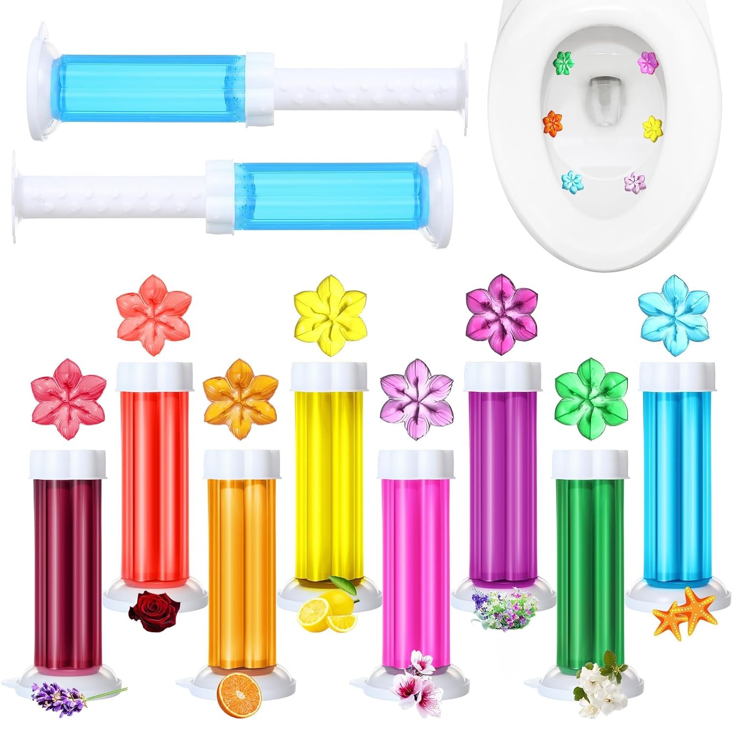 Toilet Bowl Gel Stamps 8 Pcs Flower Scented Cleaner Stain Remover Stickers
