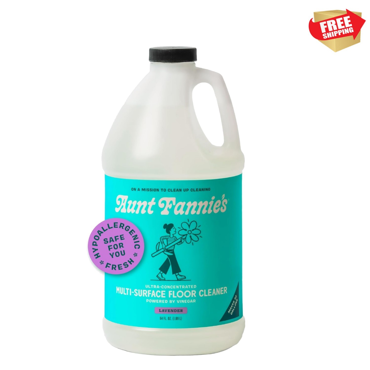 Multi-Surface Lavender Vinegar Cleaner – 64 oz Ultra Concentrated & Cruelty-Free