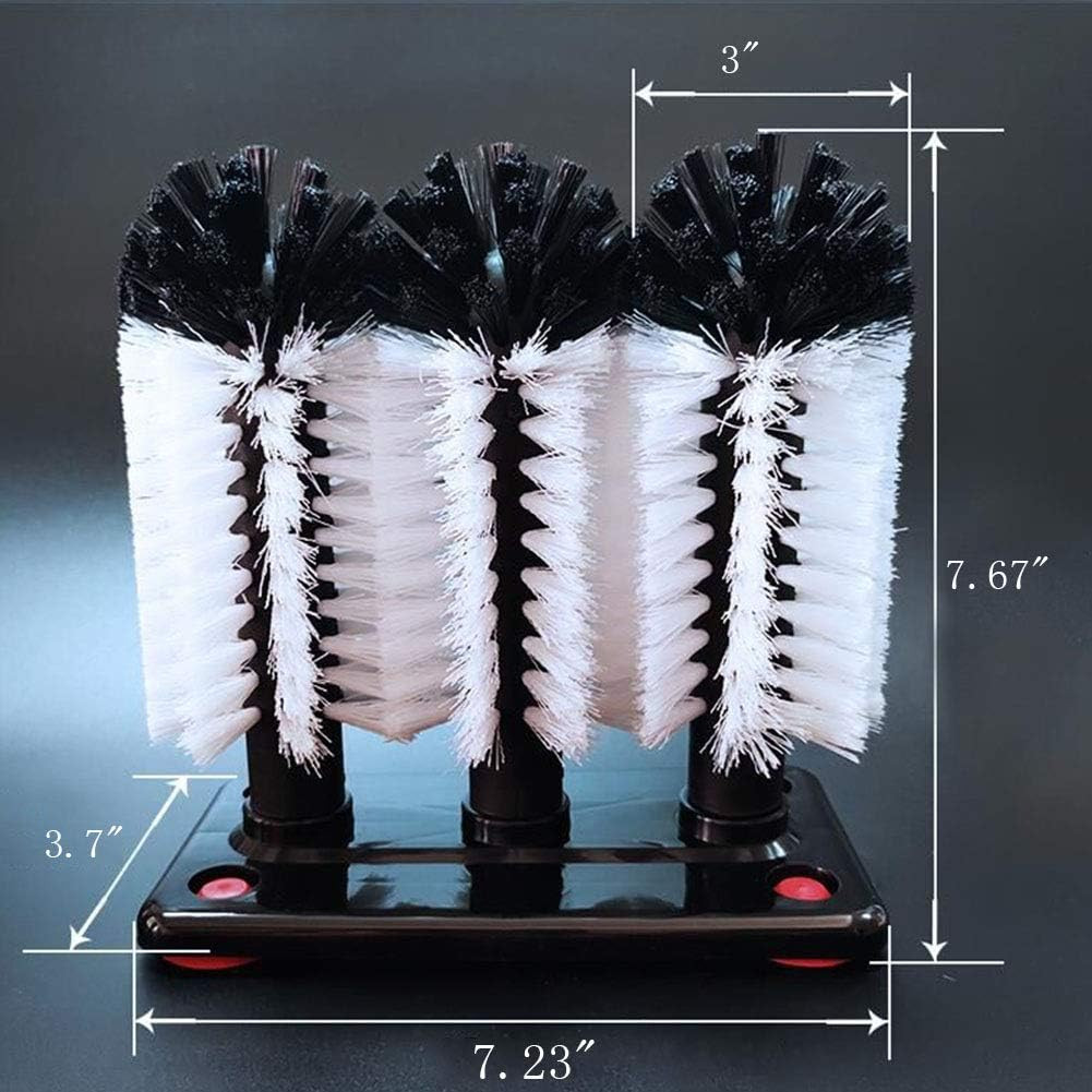 Water Bottle Cleaning Brush 3-Head Bristle with Suction Base for Kitchen Tools