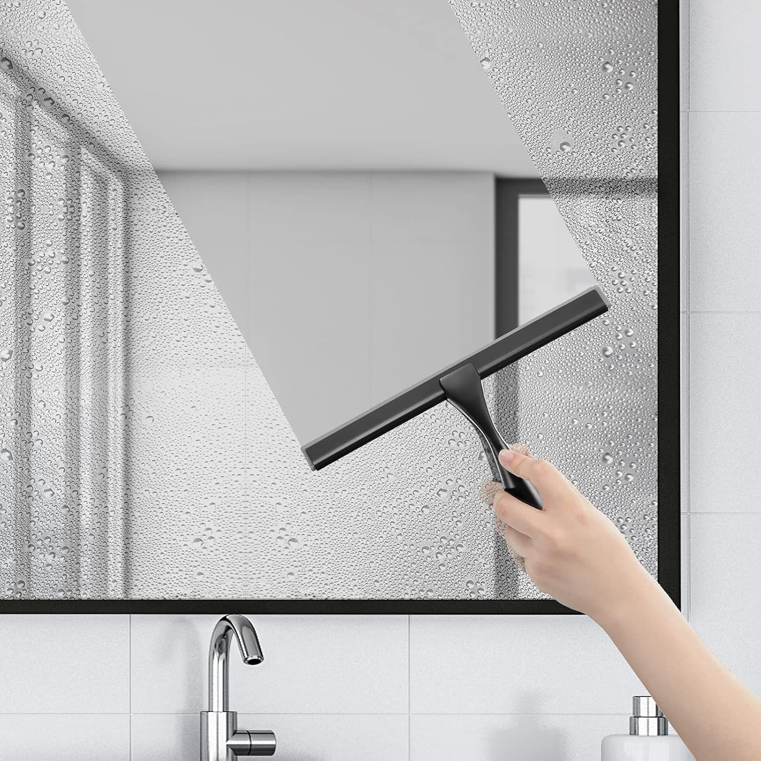 All-Purpose Shower Squeegee for Shower Doors, Bathroom,Black,10 Inches
