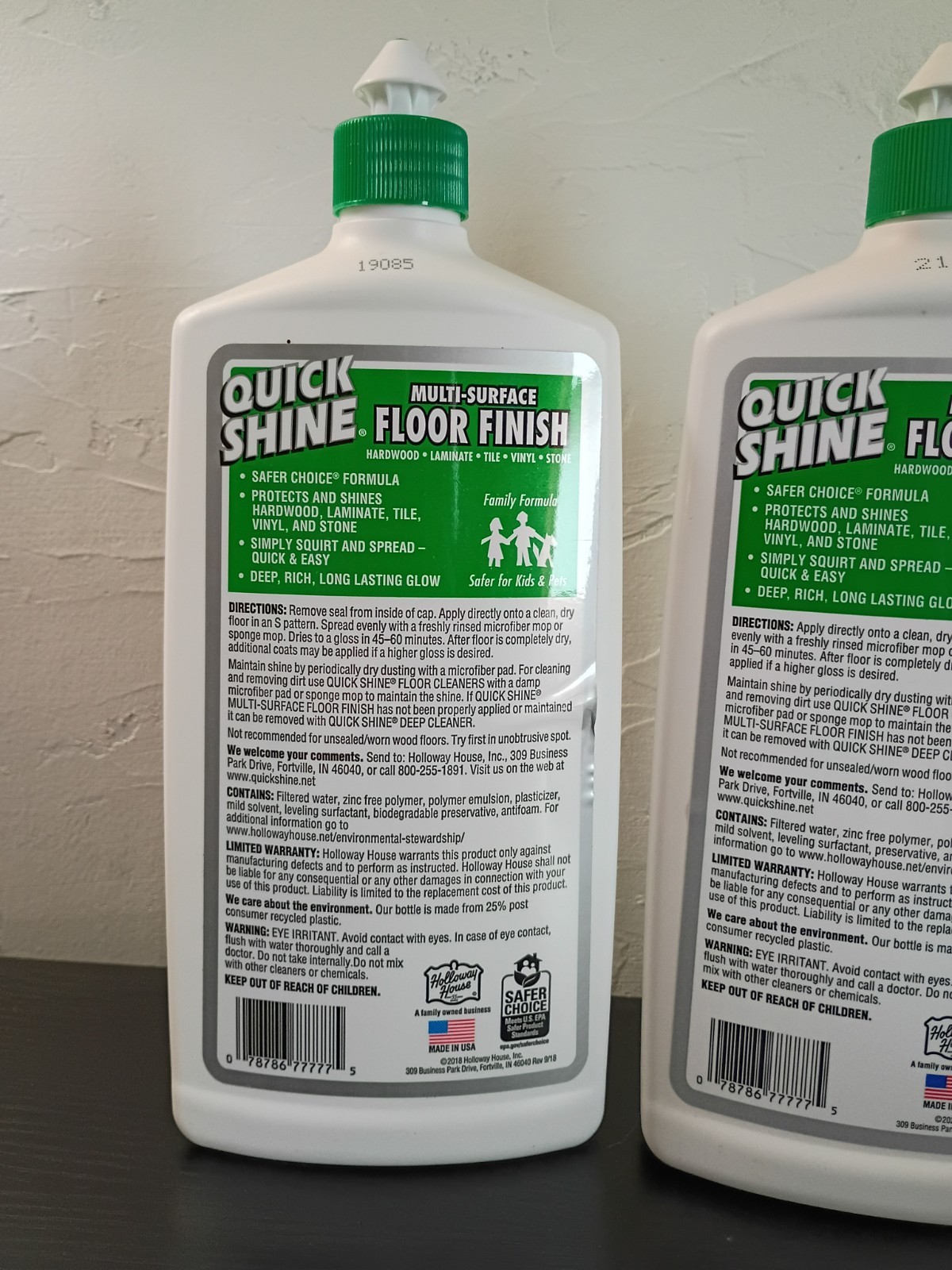 Holloway House Quick Shine Multi-Surface Floor Finish 27FL Oz. Lot of 2 New