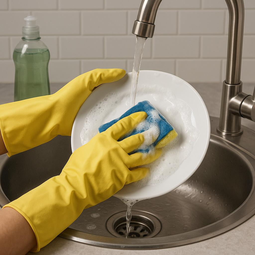 6 Pair Latex Dish Washing Chemical Resistant Gloves – Large