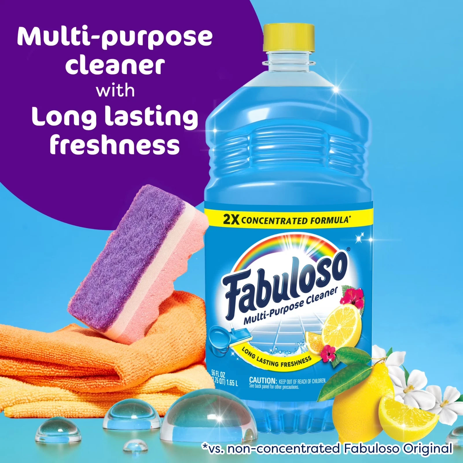 Fabuloso 2X Multi-Purpose Cleaner, No Rinse Floor Cleaner, Tropical Spring Scent