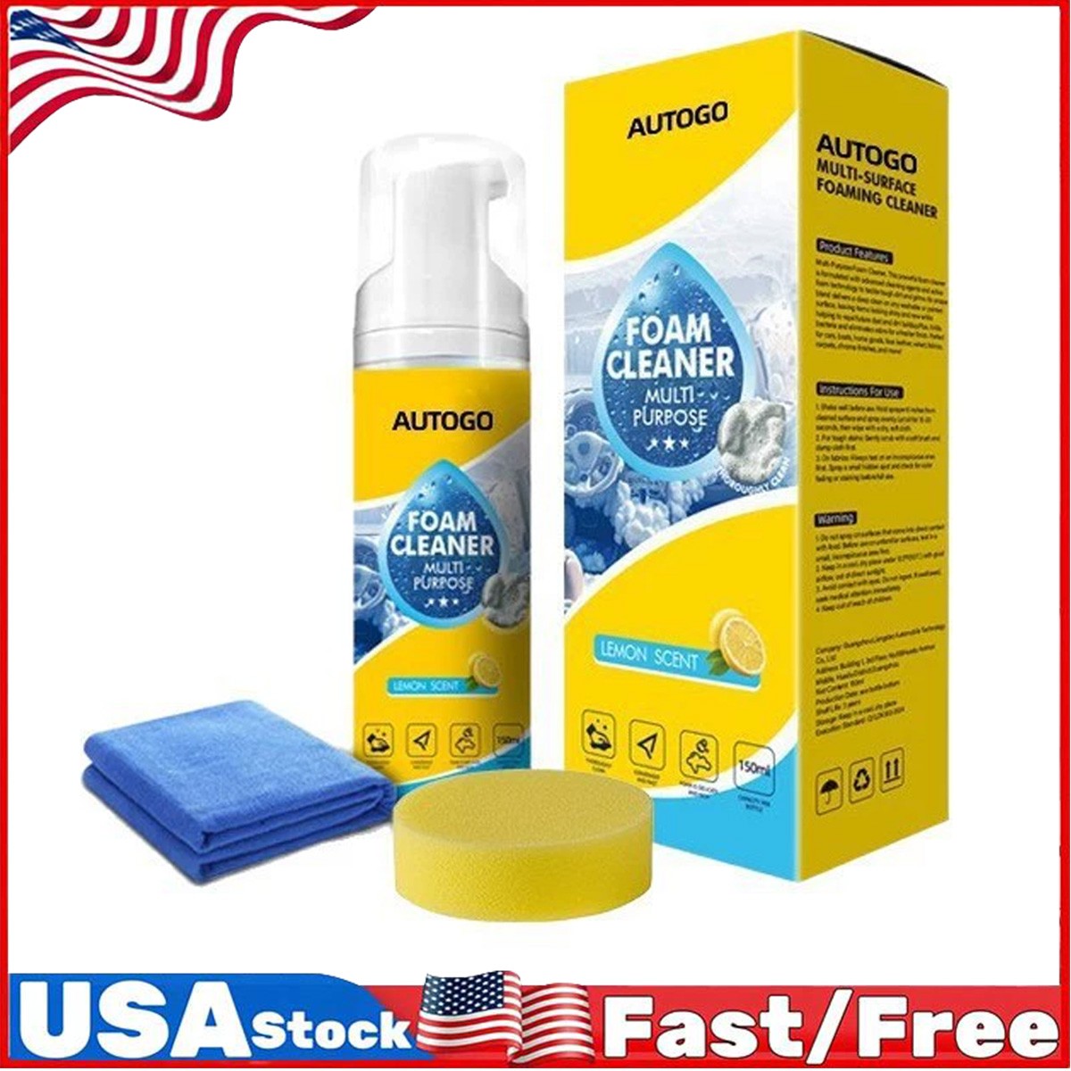 150ml Auto Go Foam Cleaner – Deep Cleaning Foam For Car Interior, Kitchen GreaCW