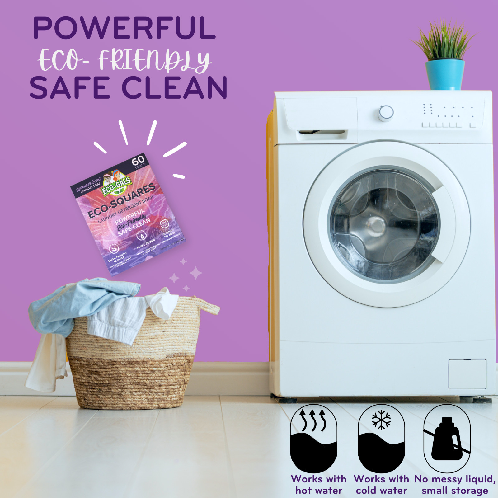 Eco-Gals Eco-Squares laundry detergent sheets gentle formula, Zero waste, 60 ct.