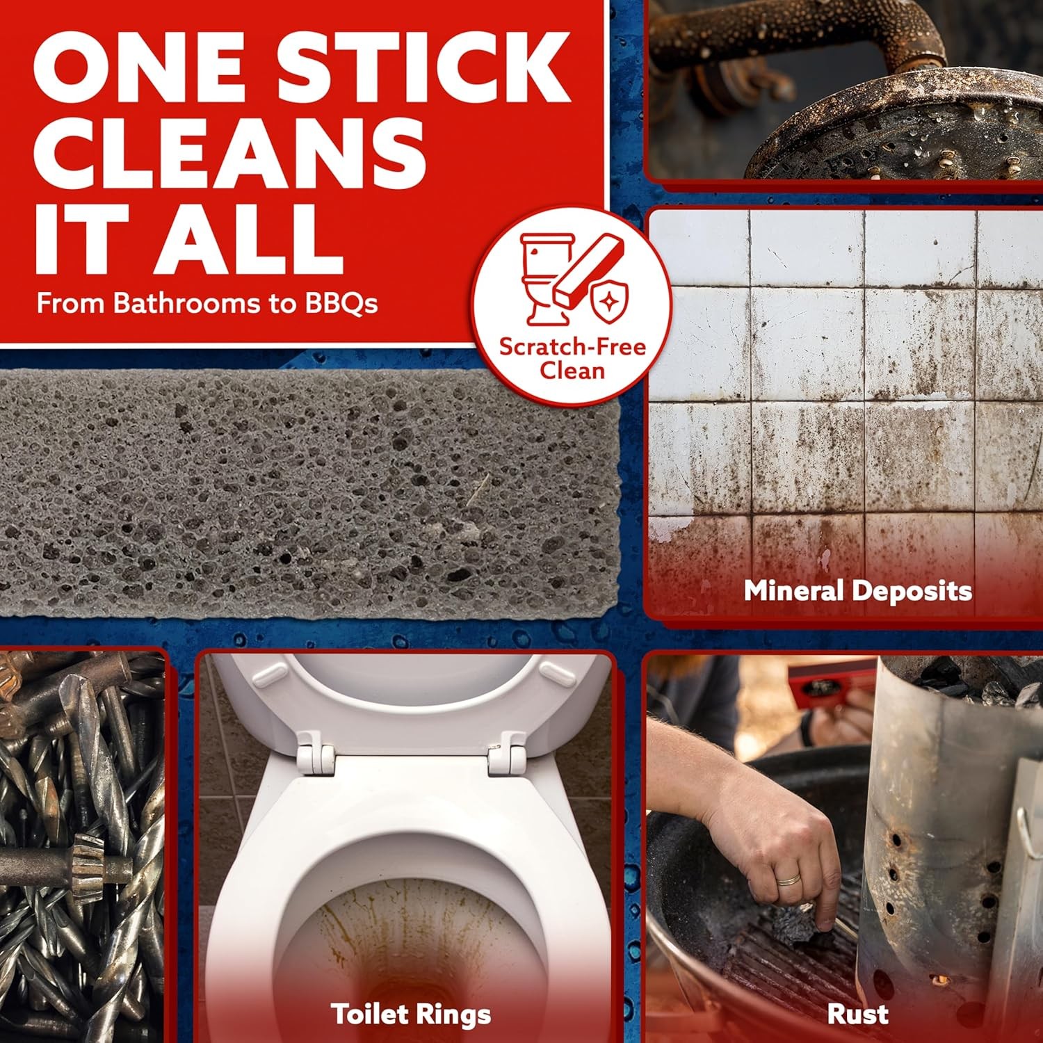 Heavy Duty Toilet Pumice Stone Scouring Stick Cleaner Tool for Toilets and
