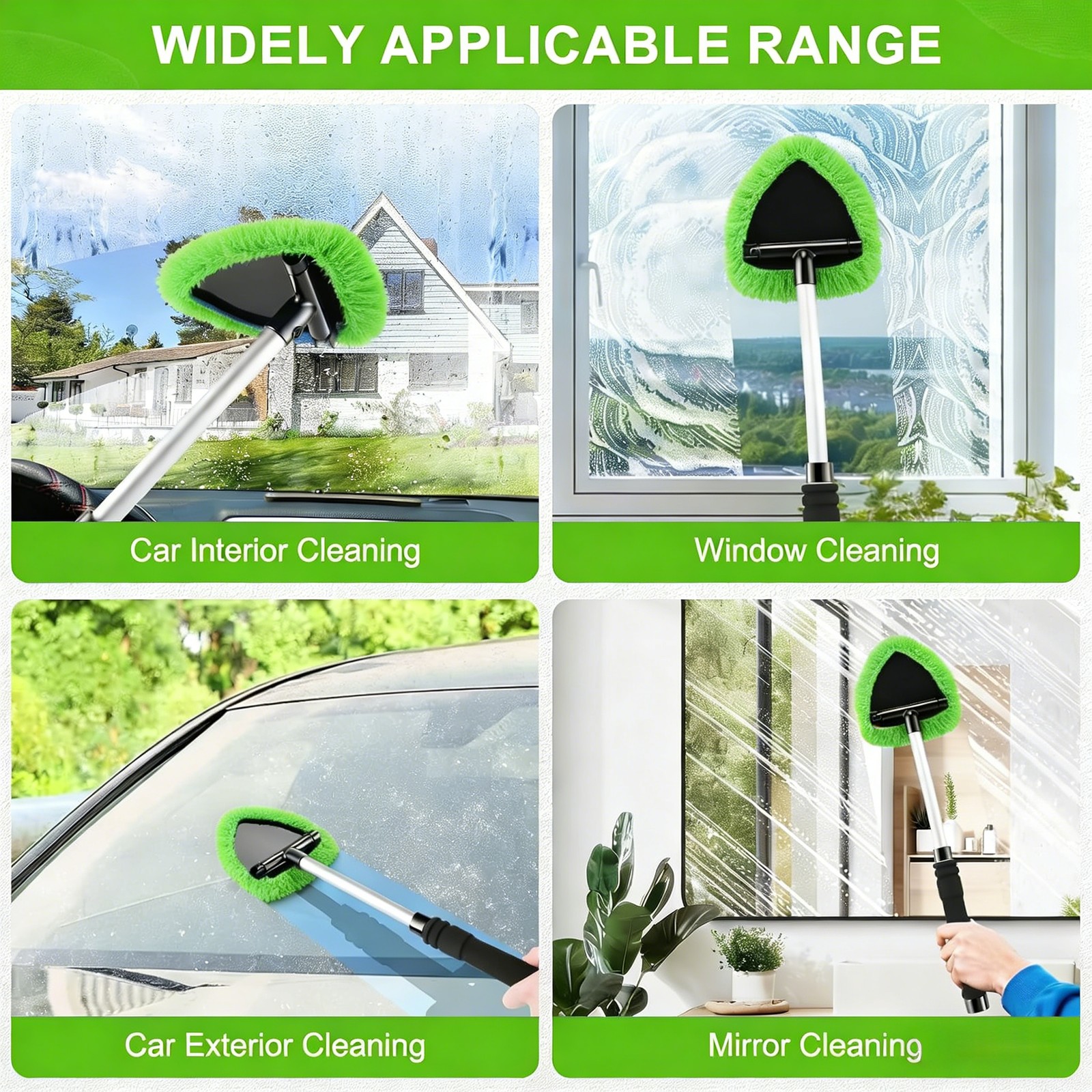 Windshield Cleaning Tool Kit Car Window Glass Wiper Cleaner Brush Pad Extendable