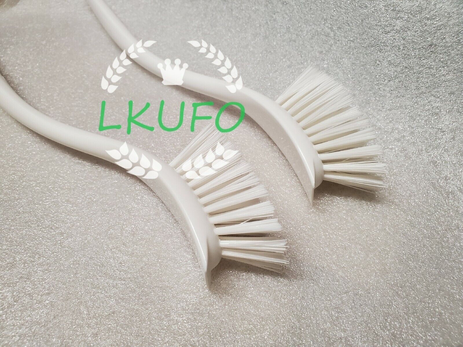 Two white IKEA Hook Cleaning Washing Scrub Brushes-Safe For Nonstick Cookware