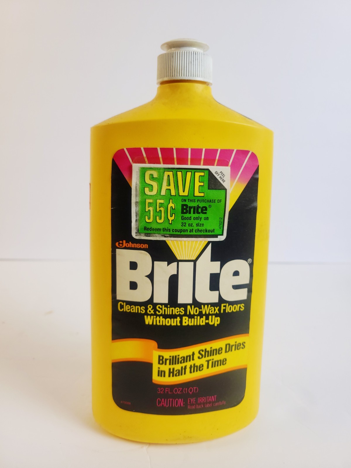 VINTAGE BRITE NO WAX FLOOR CLEANER SC JOHNSON 32 OZ 1982 FULL NOS DISCONTINUED