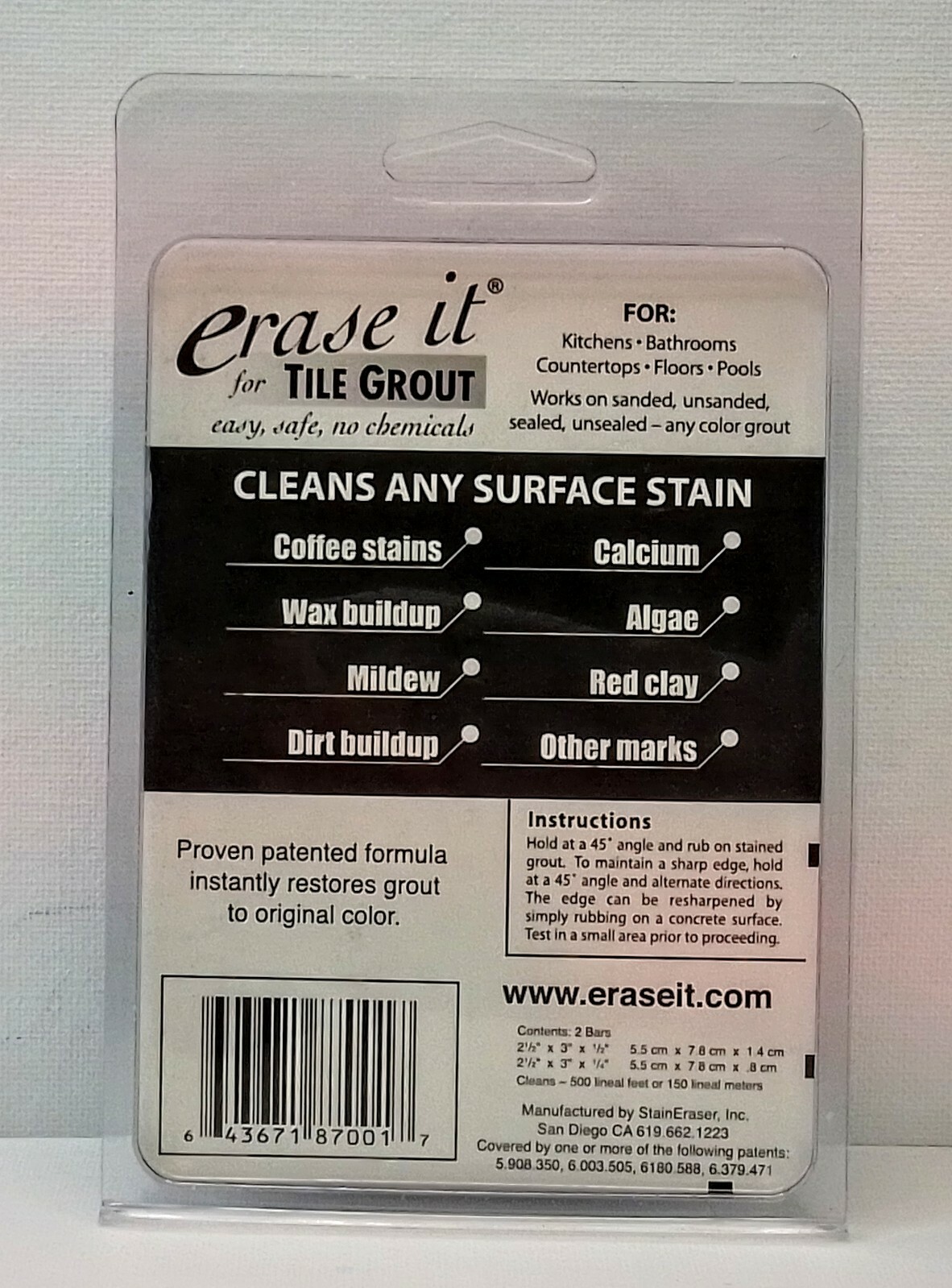 ERASE IT – TILE GROUT – INSTANTLY RESTORES GROUT TO ORIGINAL COLOR