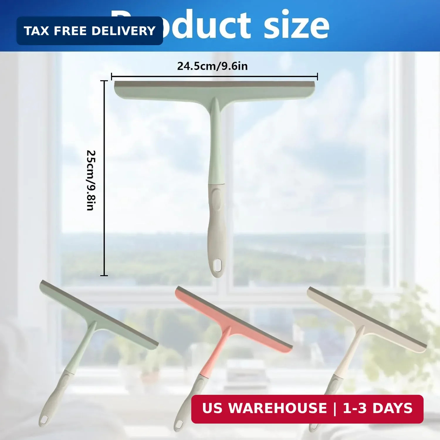 3 Pcs Shower Squeegee for Glass Doors, Car Window Squeegee, Streak-Free Mirror C