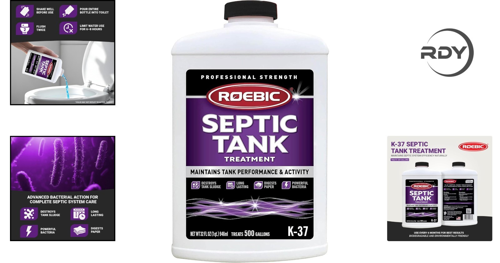 Safe 32 Fl Oz Septic Tank Treatment with Bacteria Enzymes – Works for 1