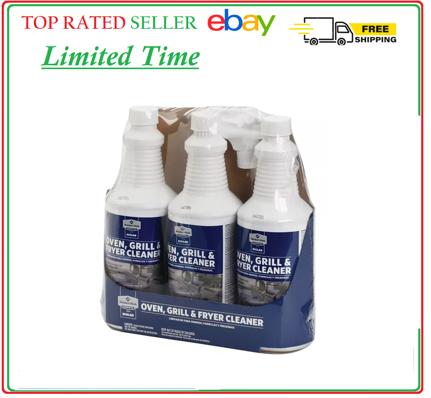 3 PK Restaurant Commercial Oven, Grill and Fryer Cleaner 32 oz. Free Shipping