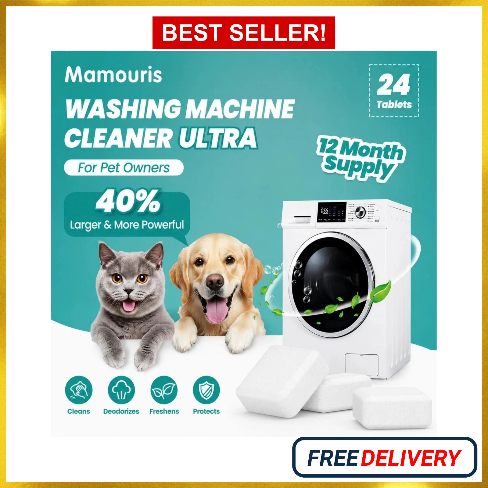 Uproot Clean Washing Machine Cleaner Tablets – 24 Pack for a 12 Month Supply. Fo