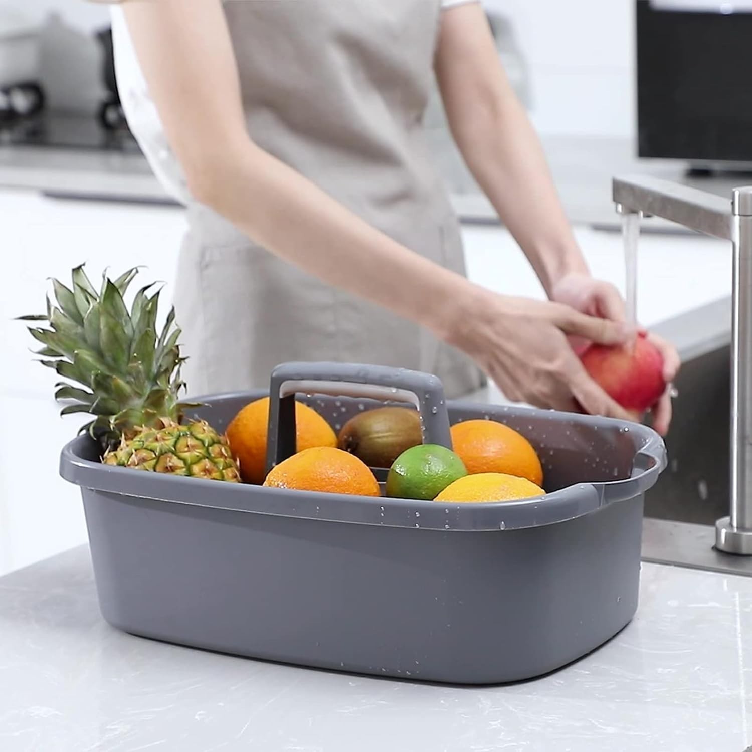 Stylish Large Portable Cleaning Supplies Caddy – 16.5L Dark Gray Organizer