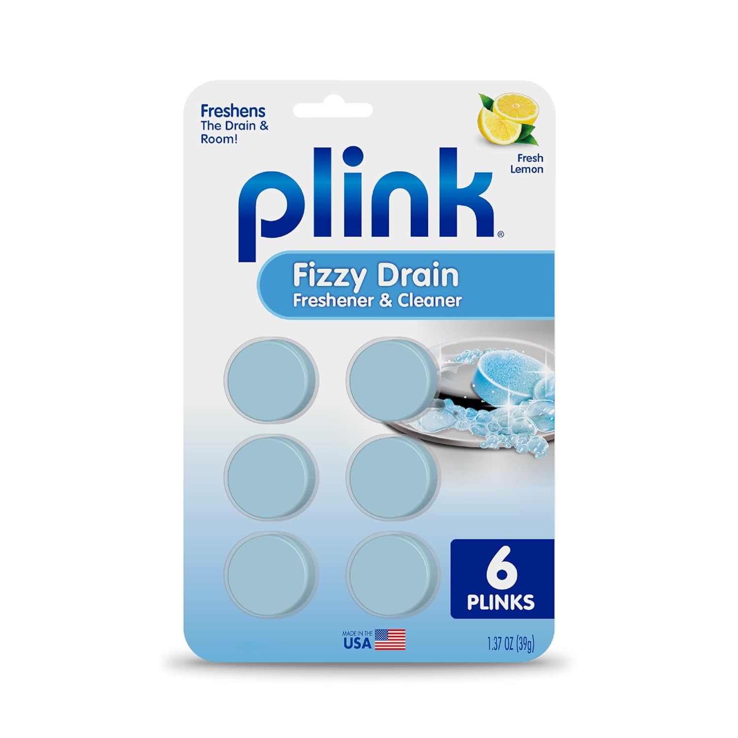 Plink Fizzy Drain Cleaner Freshener Tablets Deodorizer Stops Clogs Odors Sink