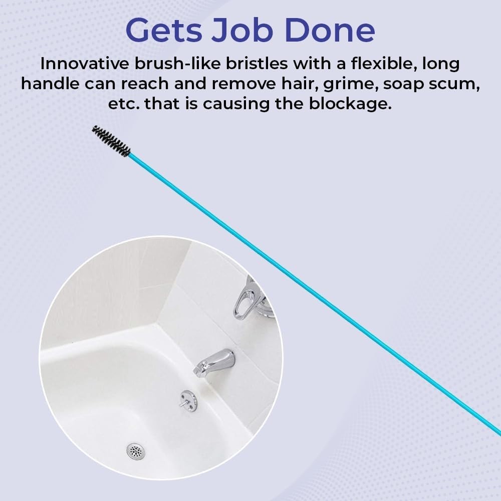 Effective Sink & Shower Drain Cleaner Sticks | 19.5” Long | Disposable 12 Pack