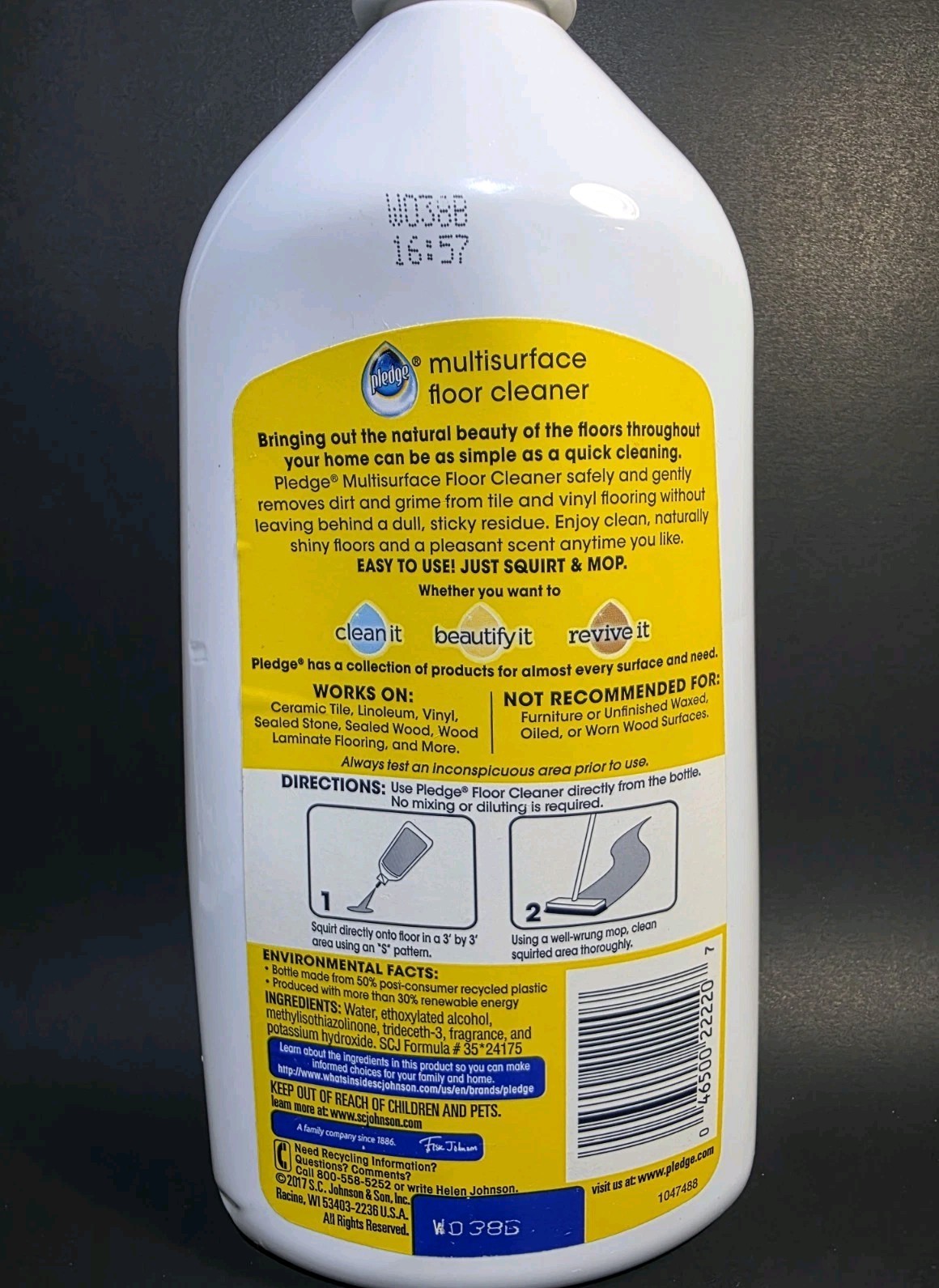 ( 1 ) Pledge Clean It Multisurface Floor Cleaner ~ Rainshower~ 27 fl oz.