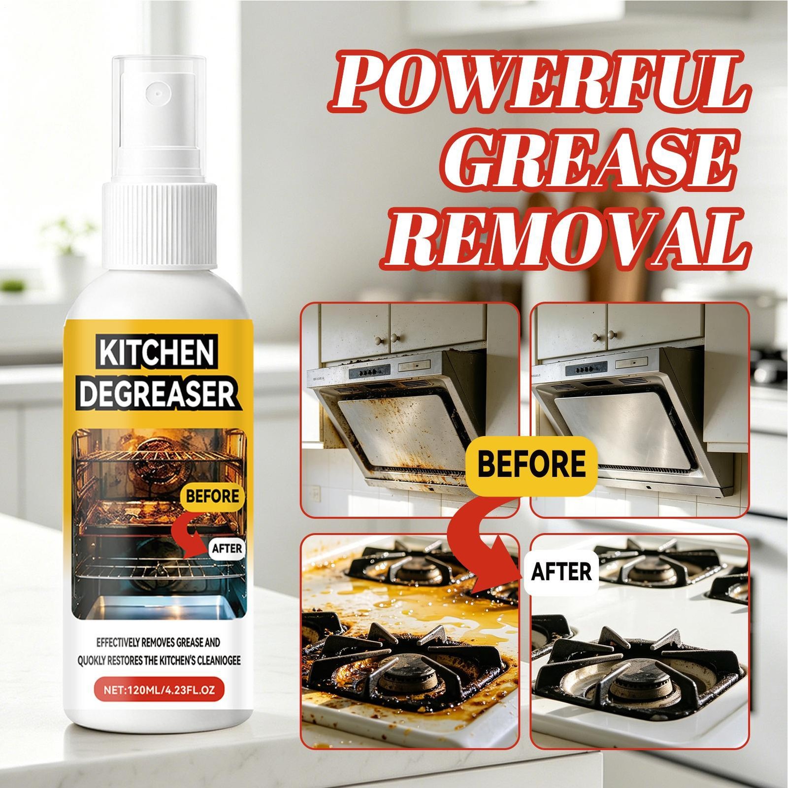 Kitchen Degreaser Heavy Duty Cleaning Stain Remover 120ml Oven Grill Oil Cleaner