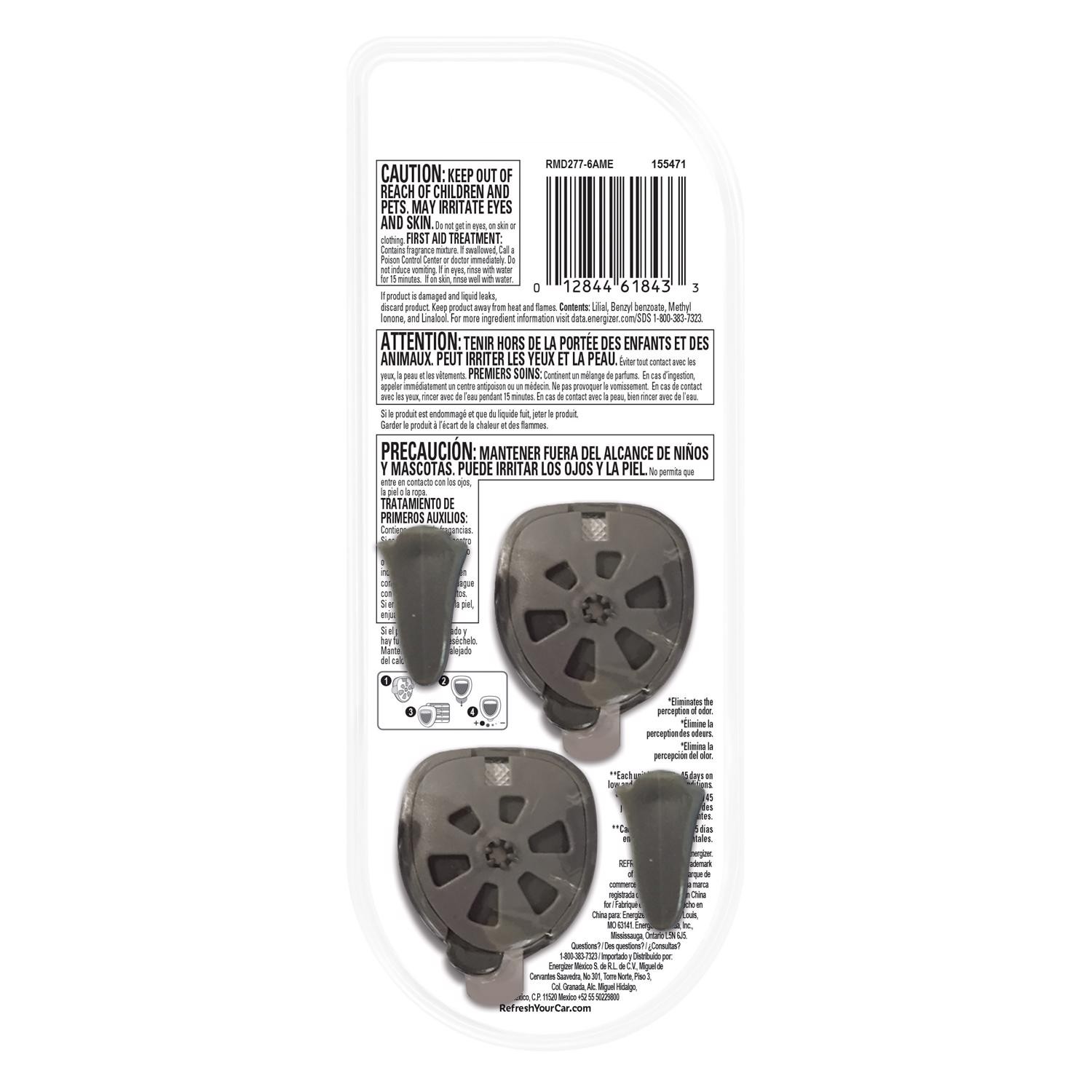 Refresh Your Car! RMD277-6AME Sweet Berry/Fresh Linen Mini Car Diffuser 0.1 oz.