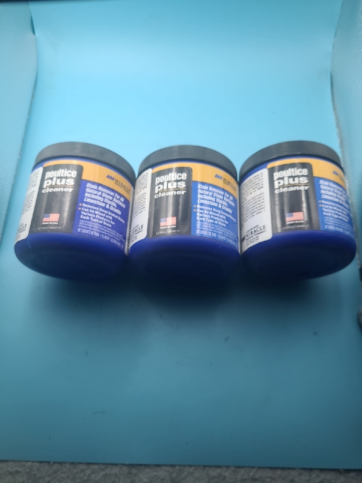 3-Pack MIRACLE Poultice Plus Stone Cleaner & Stain Remover Each Jar 1 Lb.