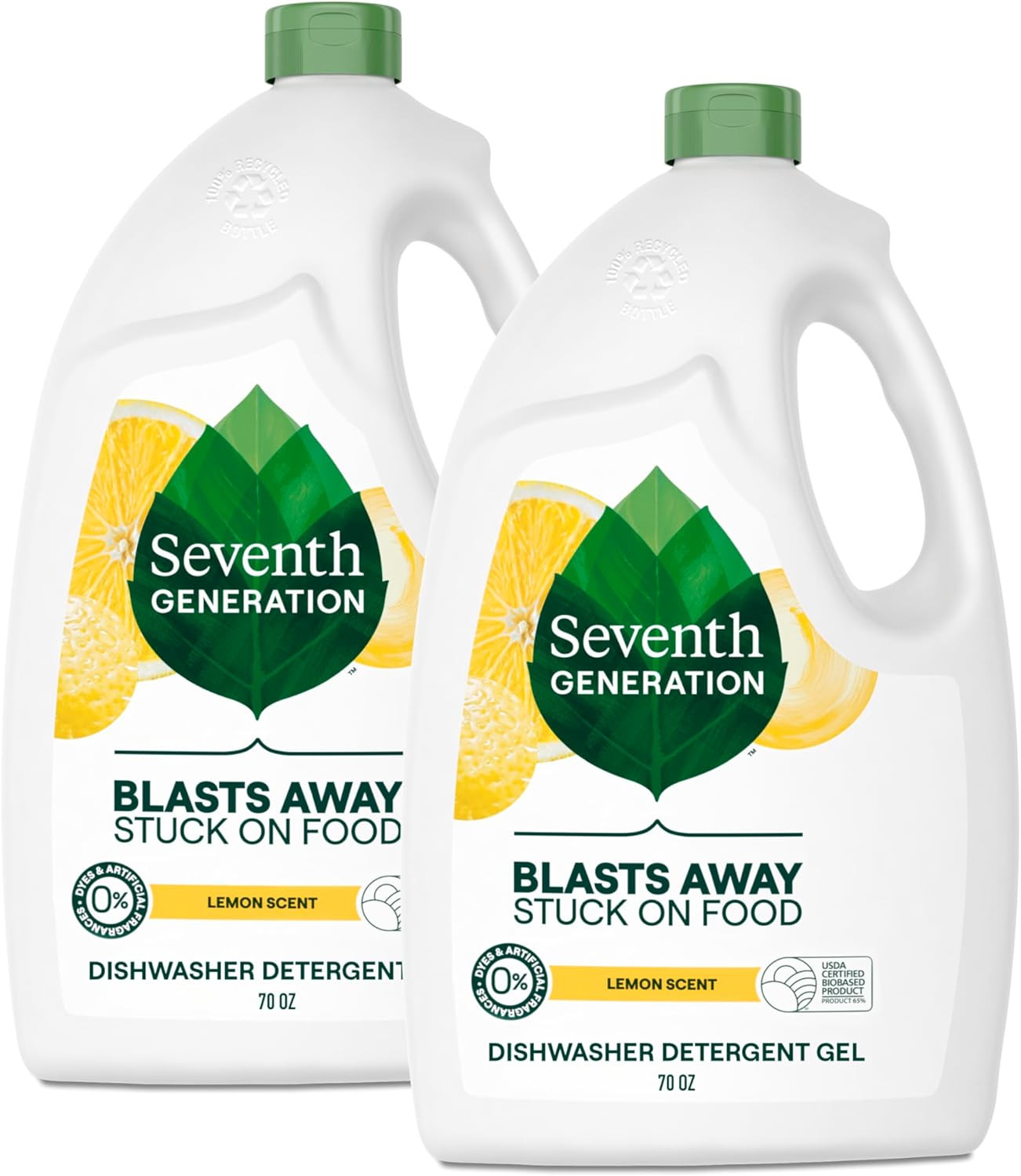 Seventh Generation Dishwasher Detergent Gel Lemon Scent 70 oz 2-Pack Duo