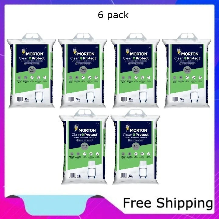 (6 pack) Morton Clean and Protect Plus Rust Defense Water Softener Salt Pellets,