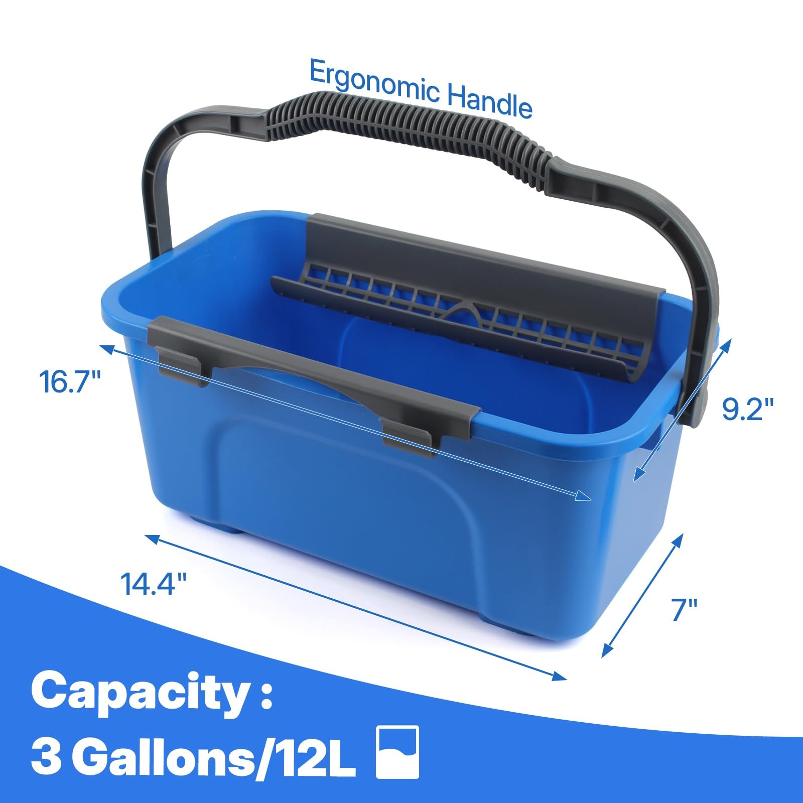 Window Cleaning Kit with Bucket 3 Gallon, 14″ Window Squeegee and 15″ Scrubbe…