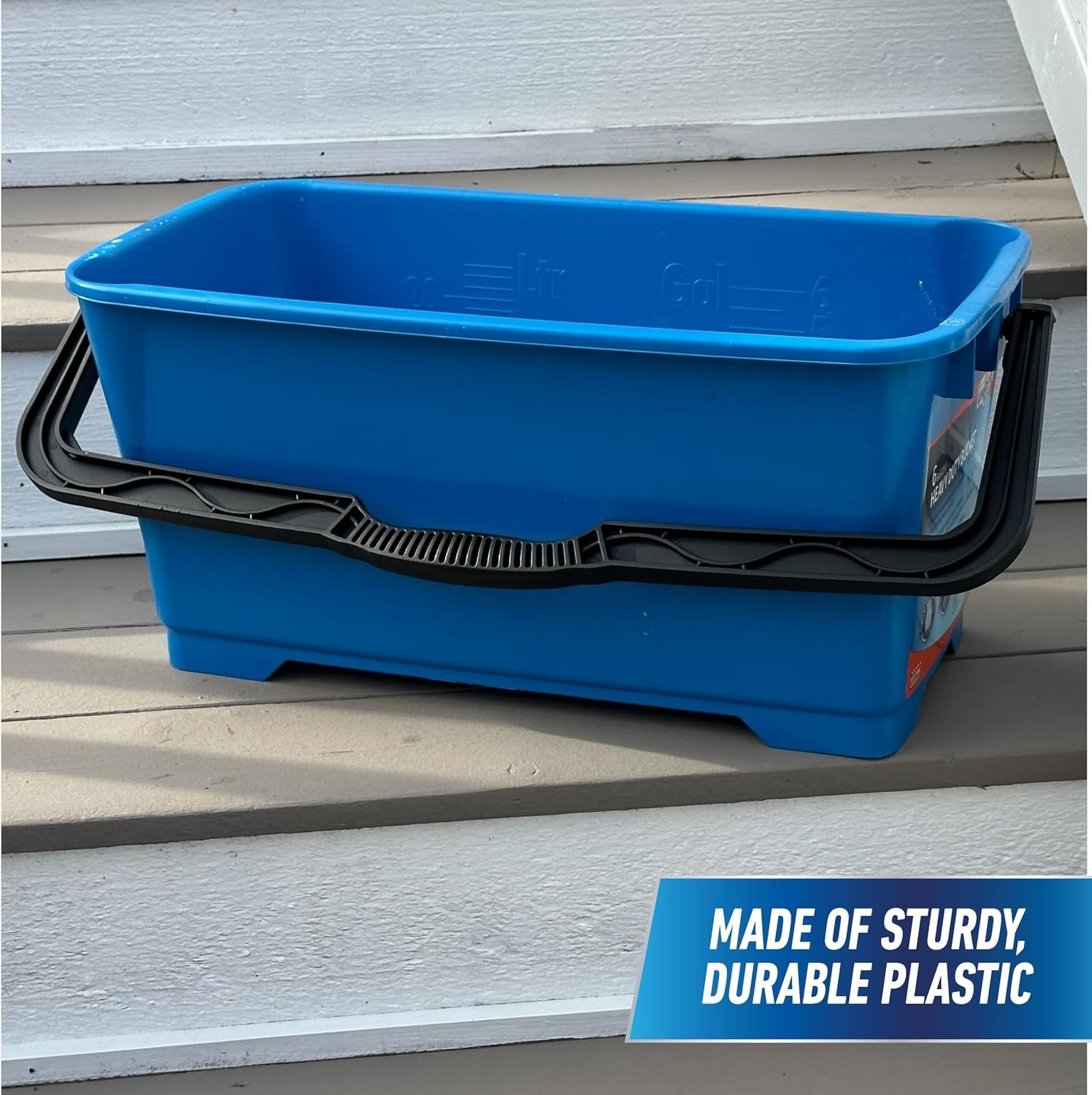 Portable 6 Gallon Mop Bucket 5-Pack with 2 Pour Spouts and Ergonomic Handle