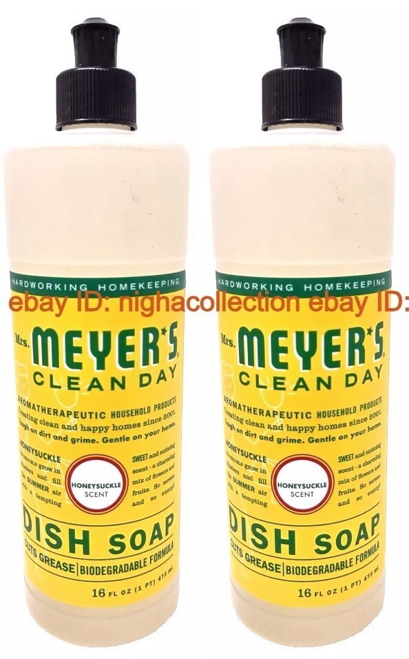 ( 2 ) Mrs. Meyer’s Clean Day Liquid Dishwashing Soap 16 oz Each Honeysuckle NEW