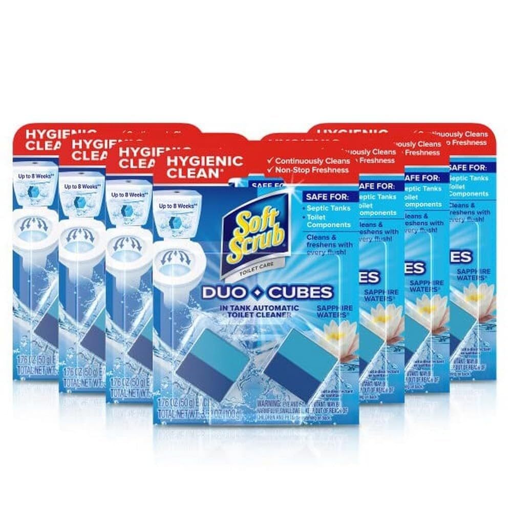 Soft Scrub Tank Toilet Cleaner Duo-Cubes Flush Ring lime Sapphire Waters 7 PK