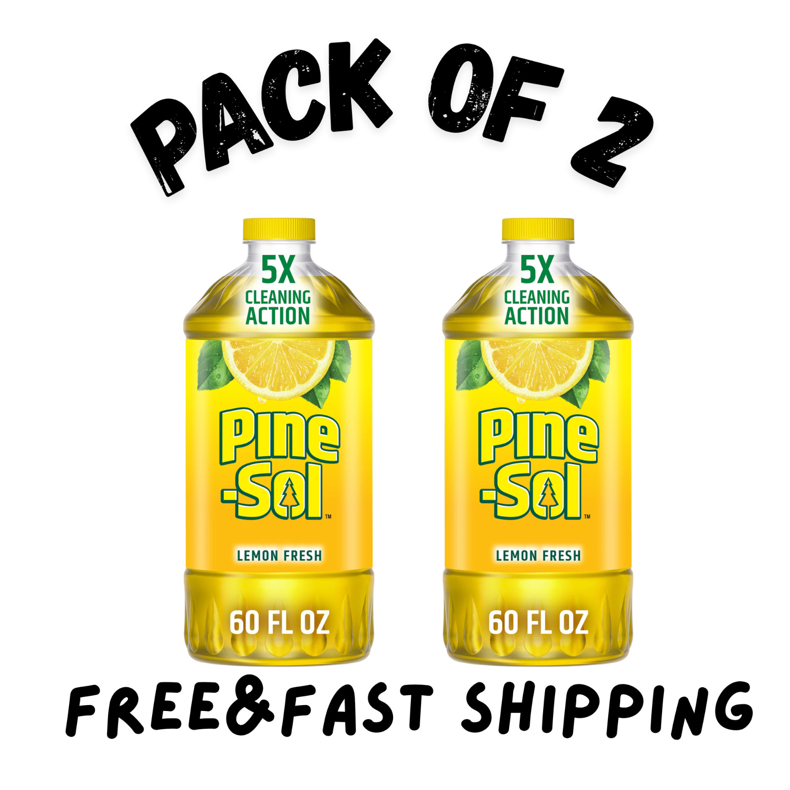 (2 PACK) Pine-Sol Multi-Surface Floor Cleaner, Lemon Fresh, 60 Fluid Ounces