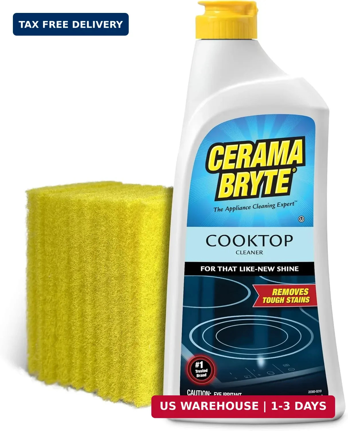 Cerama Bryte Glass Cooktop Cleaner Bundle, 18 oz Bottle & 10 Pads