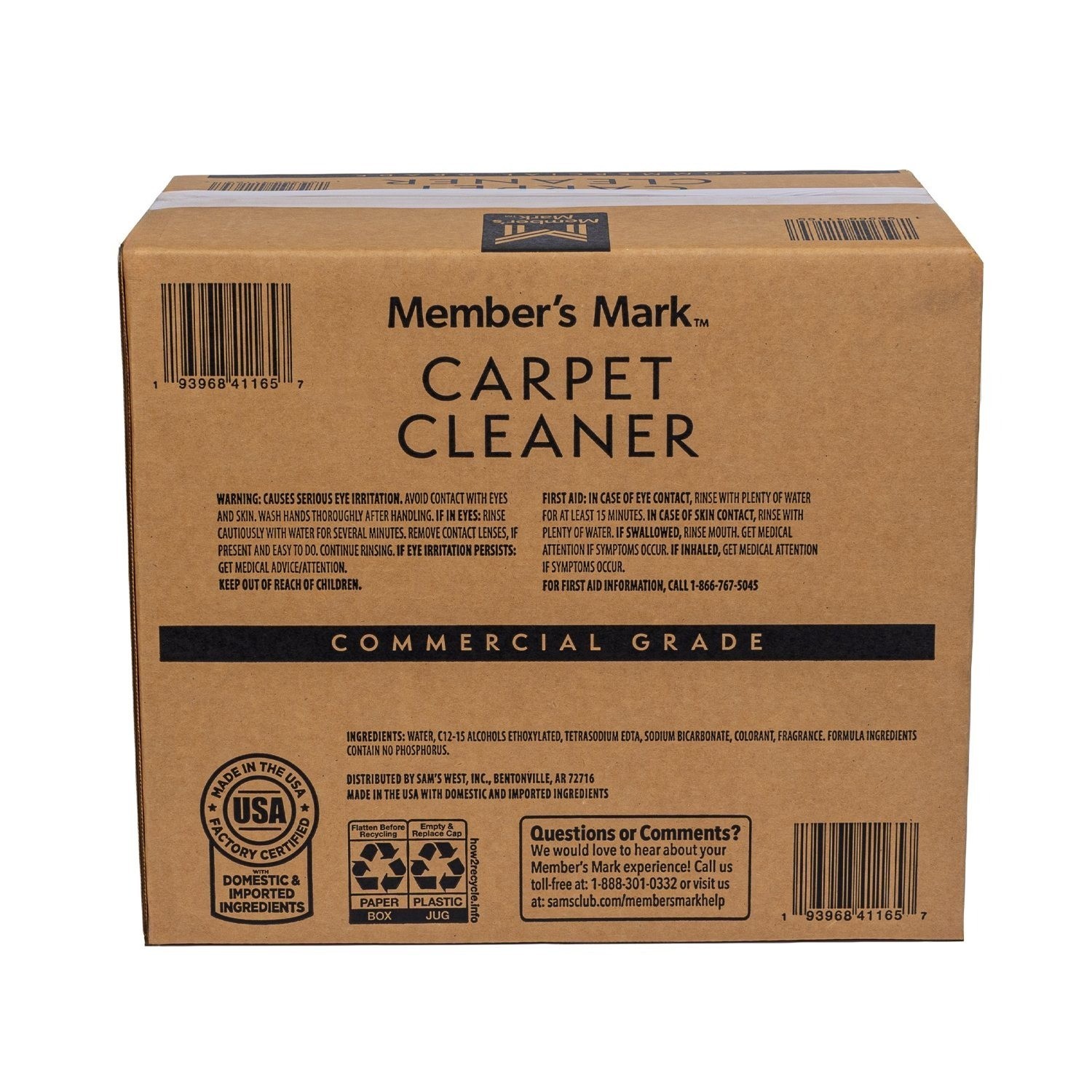 Member’s Mark Commercial Carpet Cleaner Concentrate Liquid, 1 Gal., 4 pk