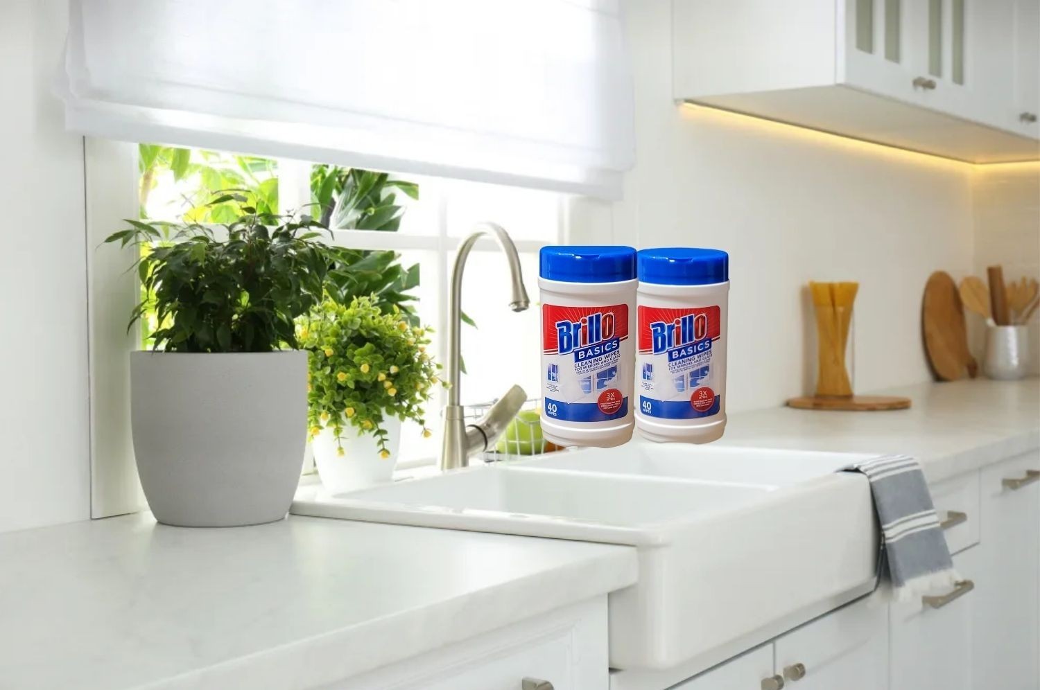 Brillo Basics Glass & Mirror Wipes – 2 Pack (80 Total) – Streak-Free Fresh Scent