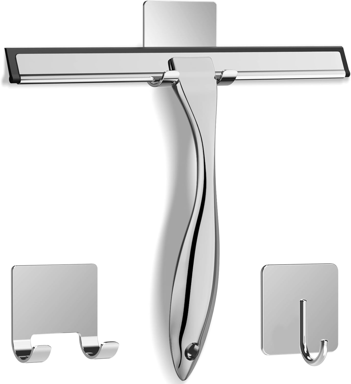 All-Purpose Stainless Steel Shower Squeegee for Shower Glass Door with 2 Adhesiv